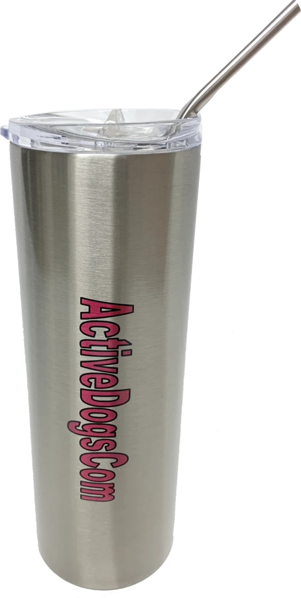 ActiveDogsCom Logo Personalized Stainless Steel Tumbler W/ Metal Straw 20oz