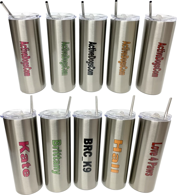 ActiveDogsCom Logo Personalized Stainless Steel Tumbler W/ Metal Straw 20oz - Image 3