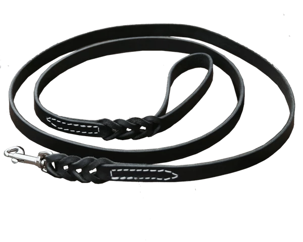 Braided Leather Dog Leash 3/4" - 6 Feet Long