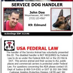 Handler & K9 Service Dog Identification Cards + Free Digital Copy