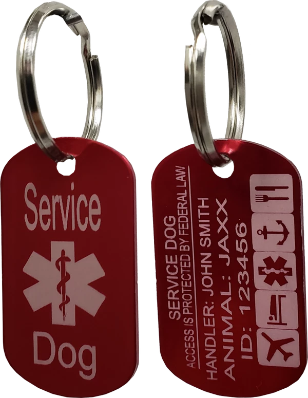 Aluminum Service Dog Tag - Dog & Handler Double Sided Registered Tag