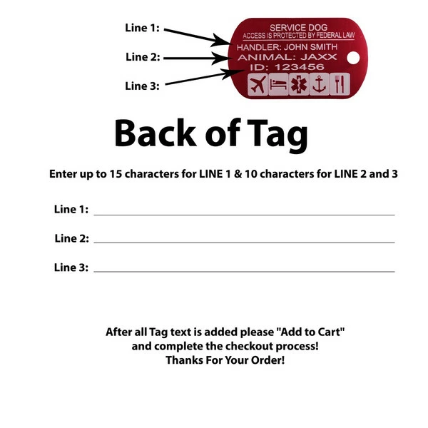 Aluminum Service Dog Tag - Dog & Handler Double Sided Registered Tag - Image 2