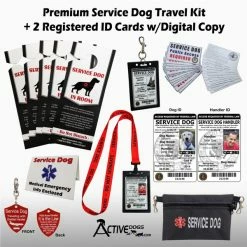 Premium Service Dog Travel Kit + 2 Identification Cards + Travel Tag + Service Dog Pouch + Free Digital Copy